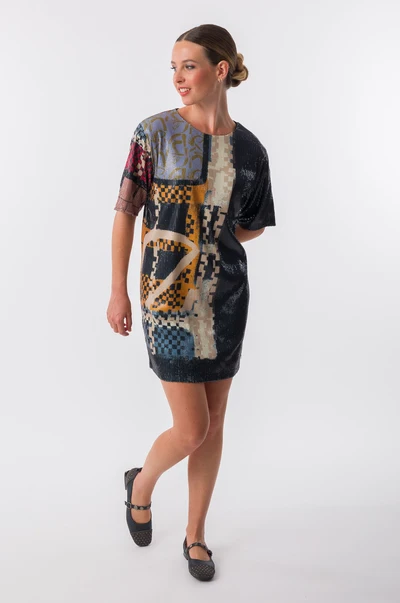 ELEGANT - rochie-neagră-cu-imprimeu-și-paiete-dama-anekke-43278-101