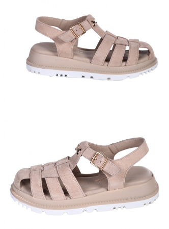 DE SEARA - sandale-casual-pentru-femei-din-piele-întoarsă-naturală-bej-daniele-gilardo