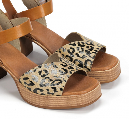 CASUAL - Sandale cu platforma si toc gros Fluchos din piele naturala