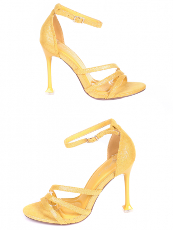 ELEGANT - Sandale dama cu toc Paolo Bocelli 4M-21019, galbene,piele ecologica