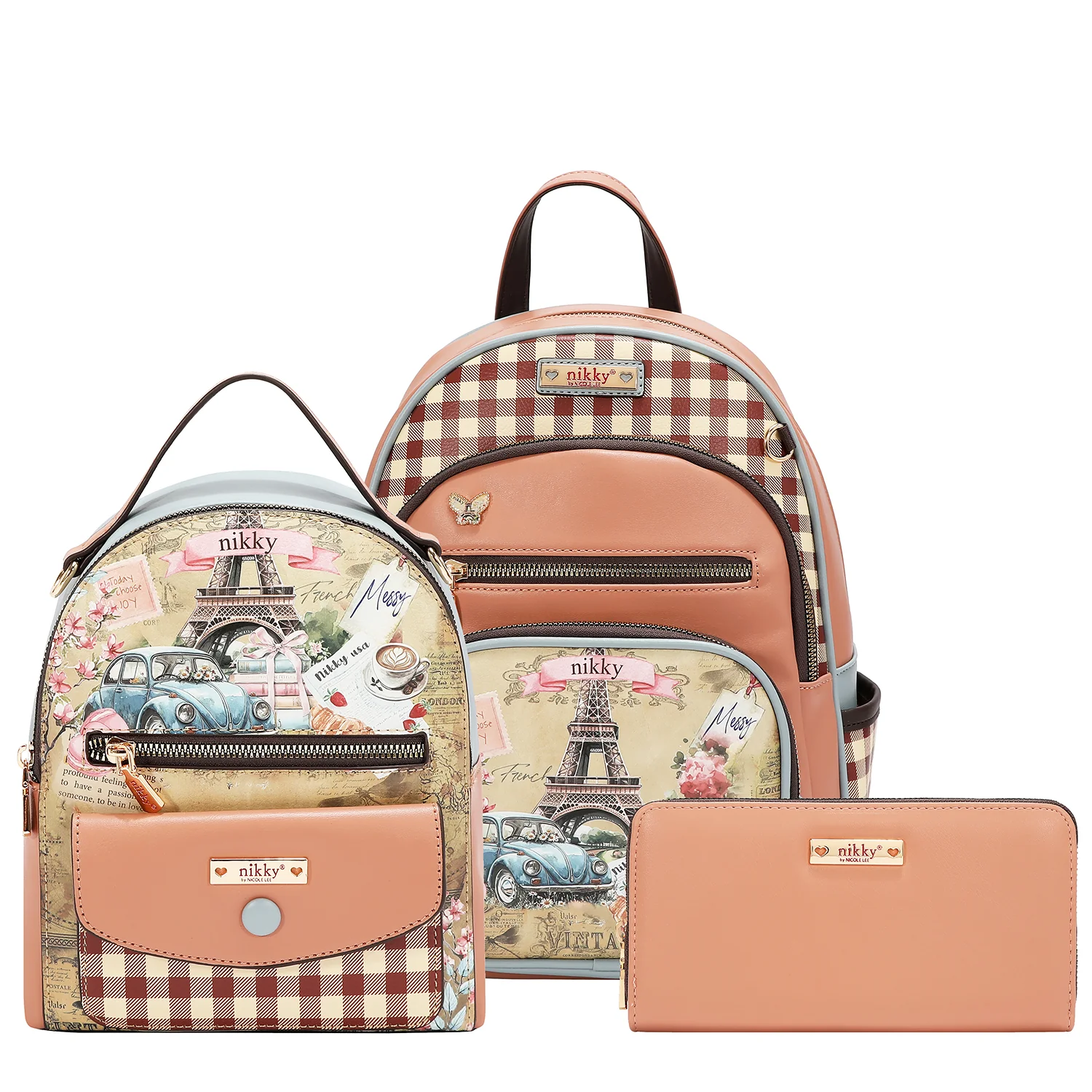 GENTI DAMA - Set triplu NIKKY BY NICOLE LEE - rucsac mare, rucsac mic si portofel