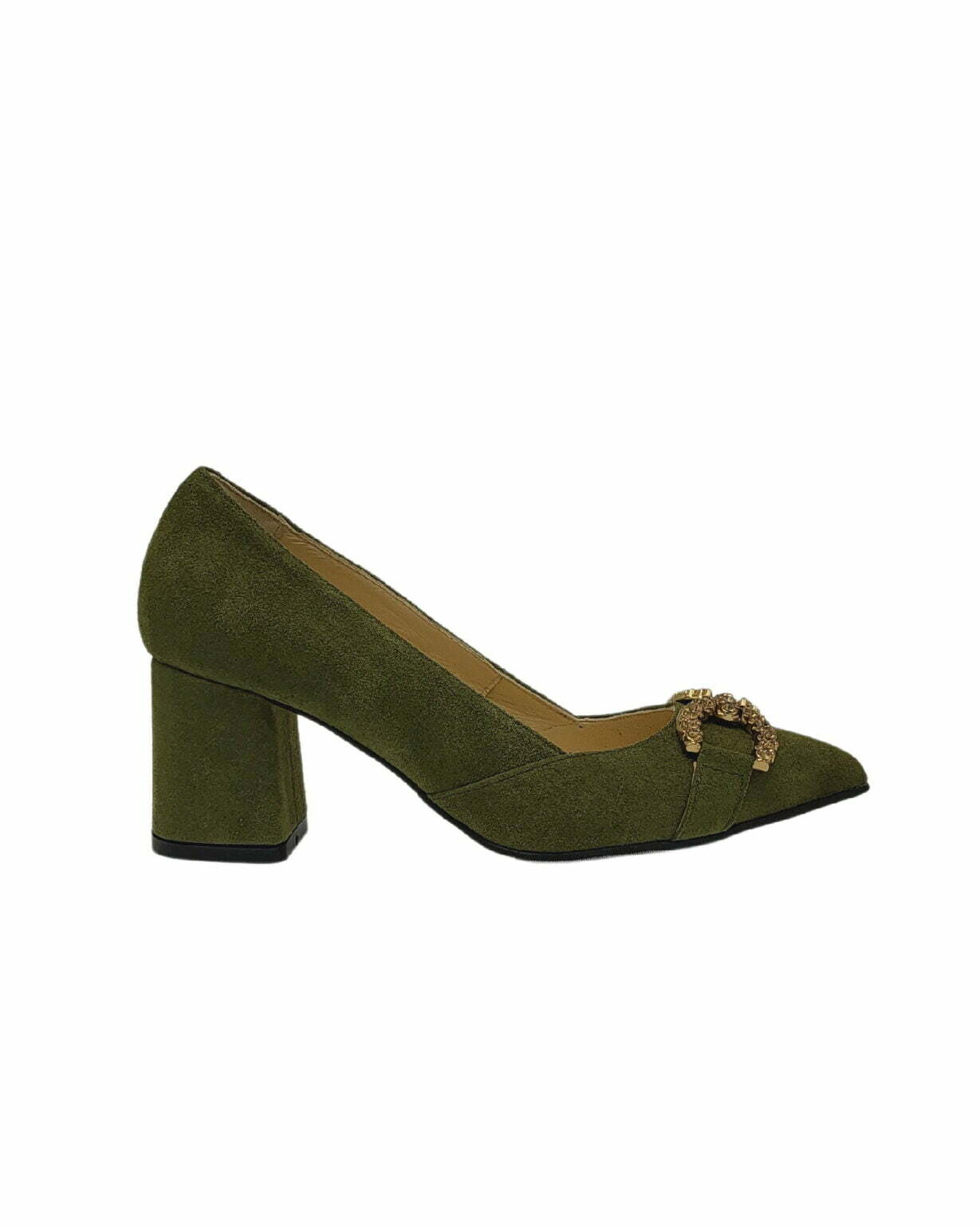 Thunderstorm Reserve Green background Pantofi eleganti dama Passofino P168 piele intoarsa, verde-kaki