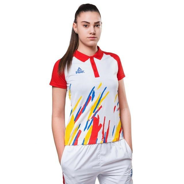 Tricou Polo Feminin PEAK TeamROmania19 alb/rosu [5]