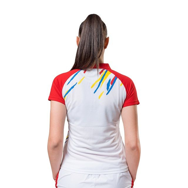 Tricou Polo Feminin PEAK TeamROmania19 alb/rosu [4]