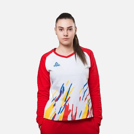 Trening Bumbac Feminin PEAK TeamROmania19 alb/rosu [1]