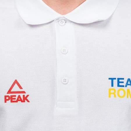 Tricou polo bumbac PEAK TeamRomania20, alb, barbati [3]