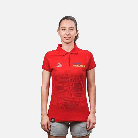 Tricou polo bumbac PEAK TeamRomania20, rosu, femei [0]