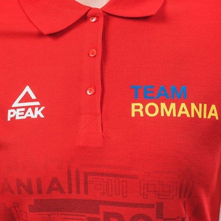 Tricou polo bumbac PEAK TeamRomania20, rosu, femei [4]