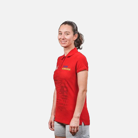 Tricou polo bumbac PEAK TeamRomania20, rosu, femei [2]