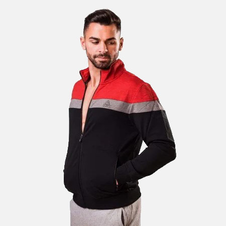 Îmbrăcăminte - Bluza cu fermoar PEAK Advance negru/rosu