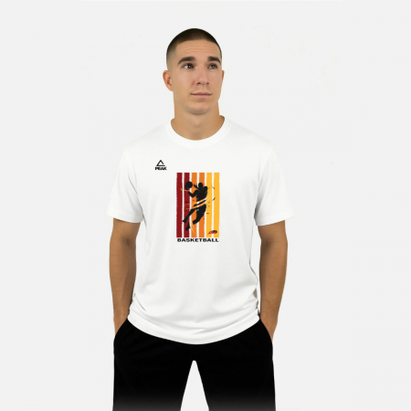 Reduceri - Tricou bumbac Peak Basketball Alb Juniori