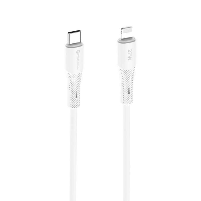 Cablu Forcell USB C la Lightning PD 3A 27W 1 m - alb [2]