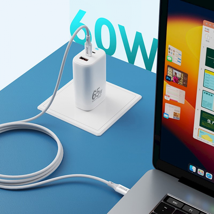 Cablu BWOO Tip C la Tip C PD 60W 1m - ALB [4]