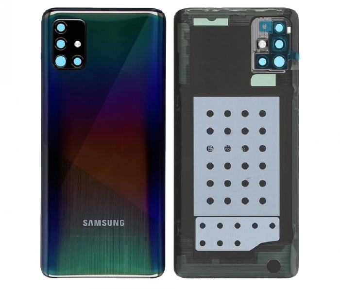 Capac baterie cu geam camera SAMSUNG A51 / A515 SERVICE PACK - NEGRU BLACK [1]