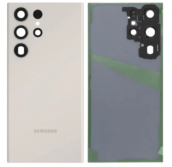 Capac baterie cu geam camera SAMSUNG GALAXY S918 / S23 Ultra Service Pack - CREAM GH82-30400B [1]