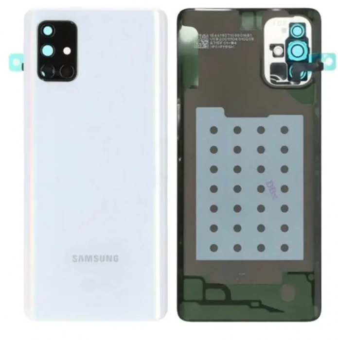 Capac baterie cu geam camera SAMSUNG A71 / A715 - SERVICE PACK - WHITE / SILVER ALB GH82-22112B [1]