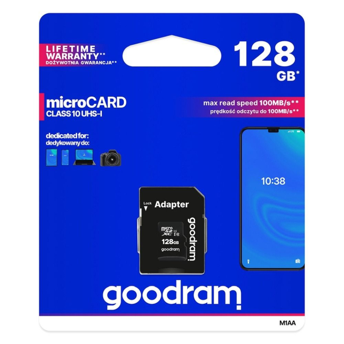 Card de memorie microSD GOODRAM 128GB 100MB/s clasa 10 UHS I cu adaptor SD [1]
