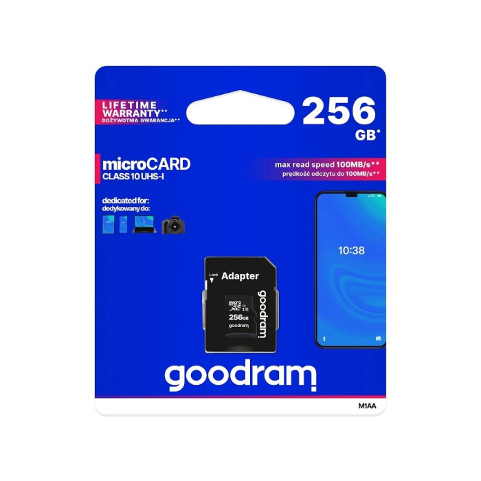 Card de memorie microSD GOODRAM 256GB 100MB/s clasa 10 UHS I cu adaptor SD [1]