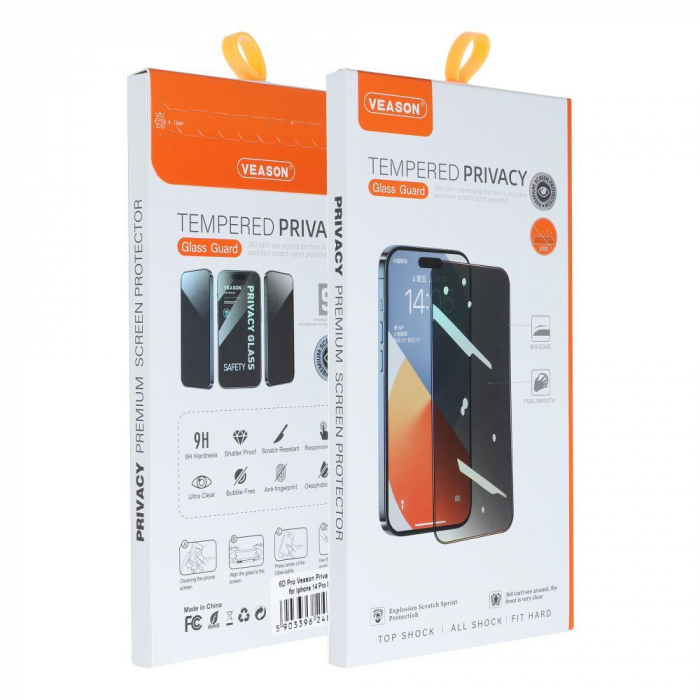 Folie Sticla Securizata PRIVACY 6D VEASON Compatibil Cu IPHONE 13 / 13 PRO / 14 - Black [1]