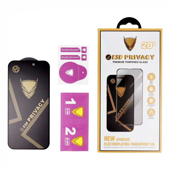 FOLIE Sticlă securizată OG Premium PRIVACY Compatibil Cu IPHONE 12 / 12 PRO - Black [3]