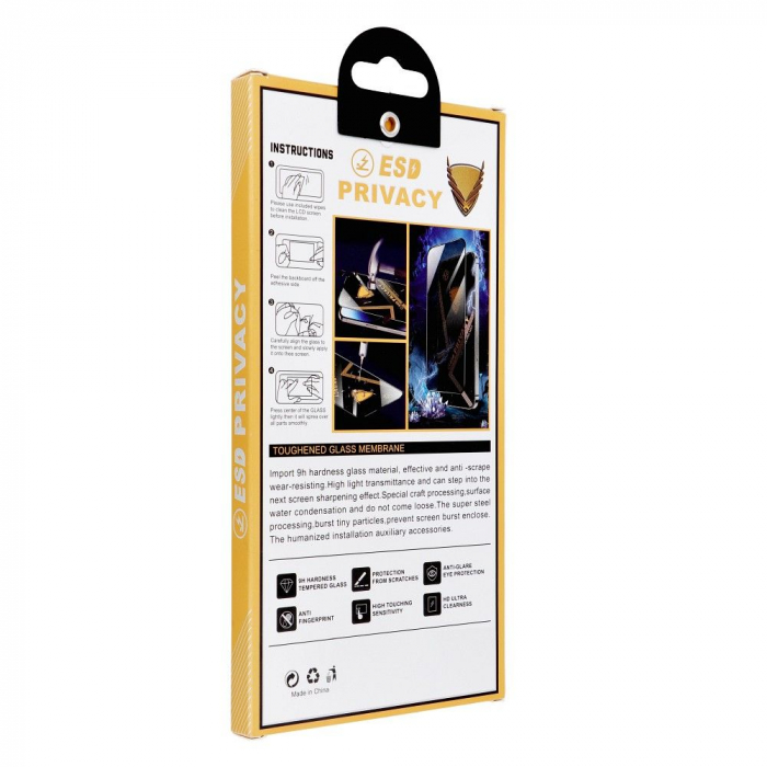 FOLIE Sticlă securizată OG Premium PRIVACY Compatibil Cu IPHONE 12 / 12 PRO - Black [2]