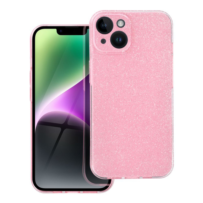 Husa Clear Case Blink Compatibil Cu IPHONE 17 PRO MAX 2.0mm - TRANSPARENT ROZ CU SCLIPICI [1]