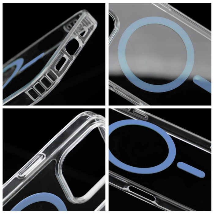 Husa Silicon Drop Glue Colorful Compatibil MagSafe pentru SAMSUNG S25 / S931 - TRANSPARENTA cu inel albastru [2]