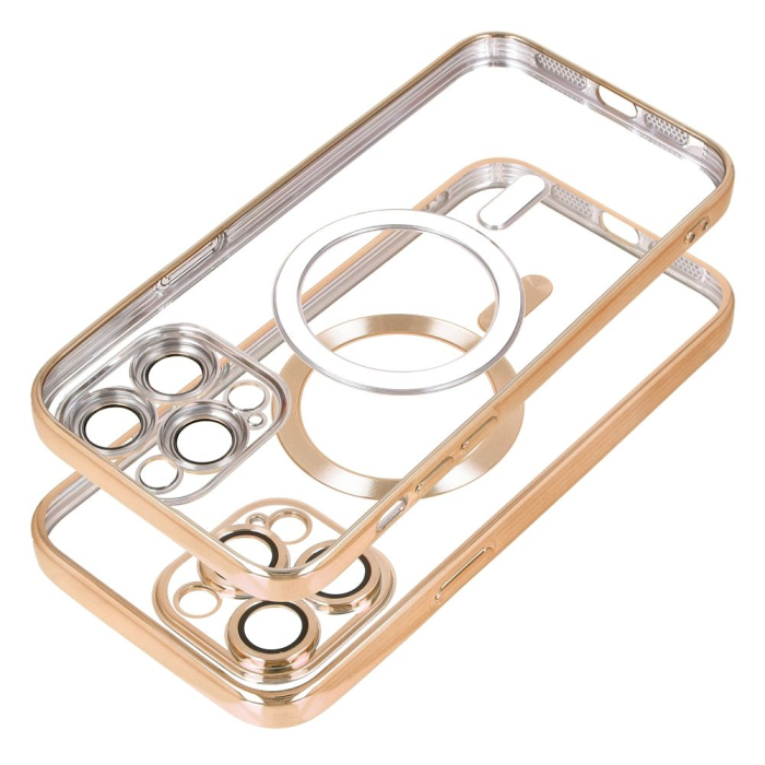 Husa Silicon Electro Mag Cover COMPATIBIL cu IPHONE 12 Pro MAX - TRANSPARENT / GOLD [2]