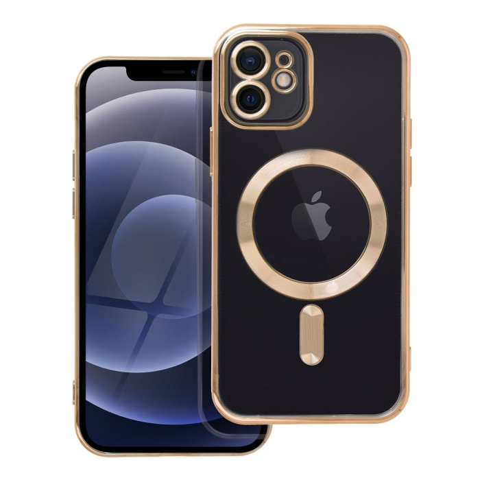 Husa Silicon Electro Mag Cover COMPATIBIL cu IPHONE 12 - TRANSPARENT / GOLD [1]