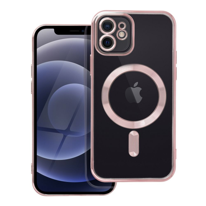 Husa Silicon Electro Mag Cover COMPATIBIL cu IPHONE 12 - TRANSPARENT / ROSE-GOLD [1]