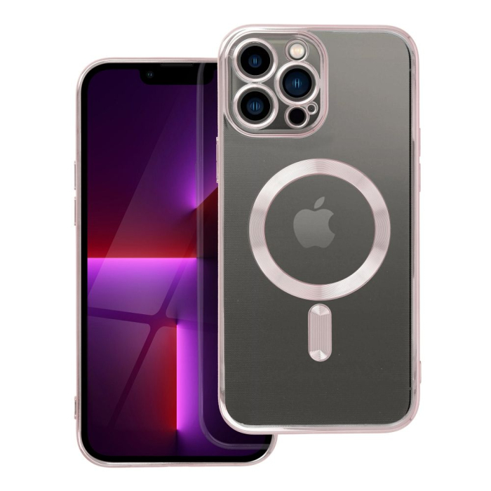 Husa Silicon Electro Mag Cover COMPATIBIL cu IPHONE 13 Pro MAX - TRANSPARENT / ROSE-GOLD [1]