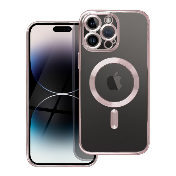 Husa Silicon Electro Mag Cover COMPATIBIL cu IPHONE 14 Pro - TRANSPARENT / ROSE-GOLD [1]