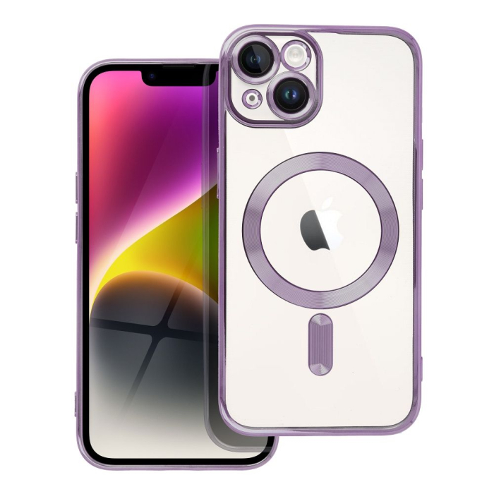 Husa Silicon Electro Mag Cover COMPATIBIL cu IPHONE 14 - TRANSPARENT / PURPLE [1]