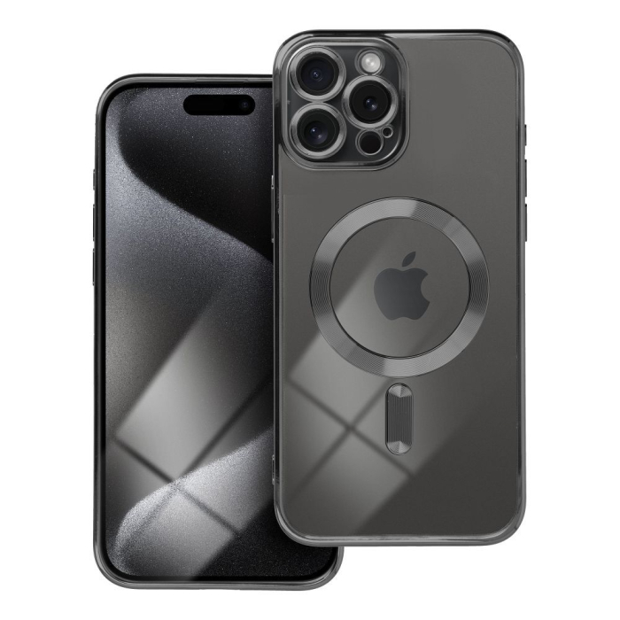 Husa Silicon Electro Mag Cover COMPATIBIL cu IPHONE 15 Pro - TRANSPARENT / BLACK [1]