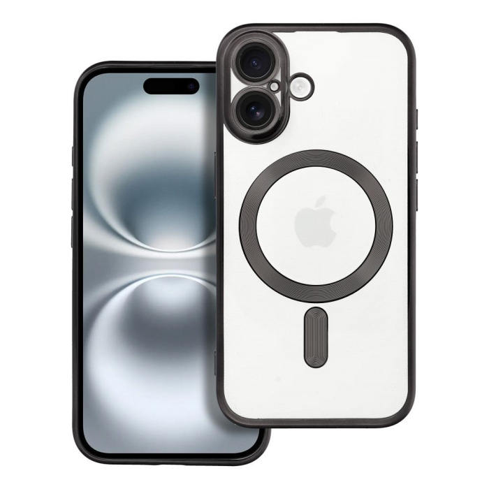Husa Silicon Electro Mag Cover COMPATIBIL cu IPHONE 16 - TRANSPARENT / BLACK [1]