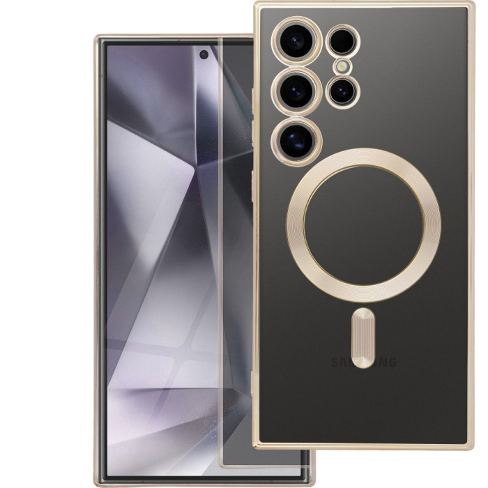 Husa Silicon Electro Mag Cover COMPATIBIL cu SAMSUNG S24 ULTRA / S928 - TRANSPARENT / GOLD [1]
