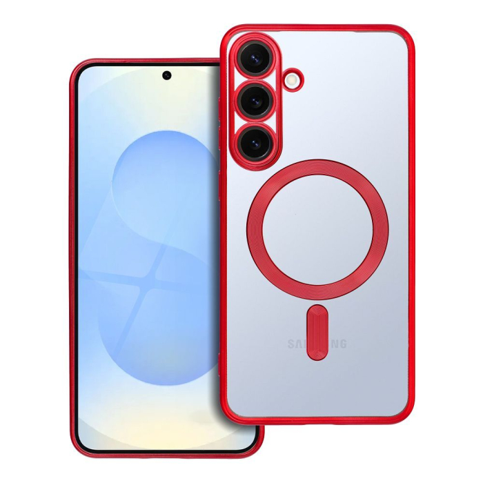 Husa Silicon Electro Mag Cover COMPATIBIL cu SAMSUNG S25 PLUS / S936 - TRANSPARENT / RED [1]