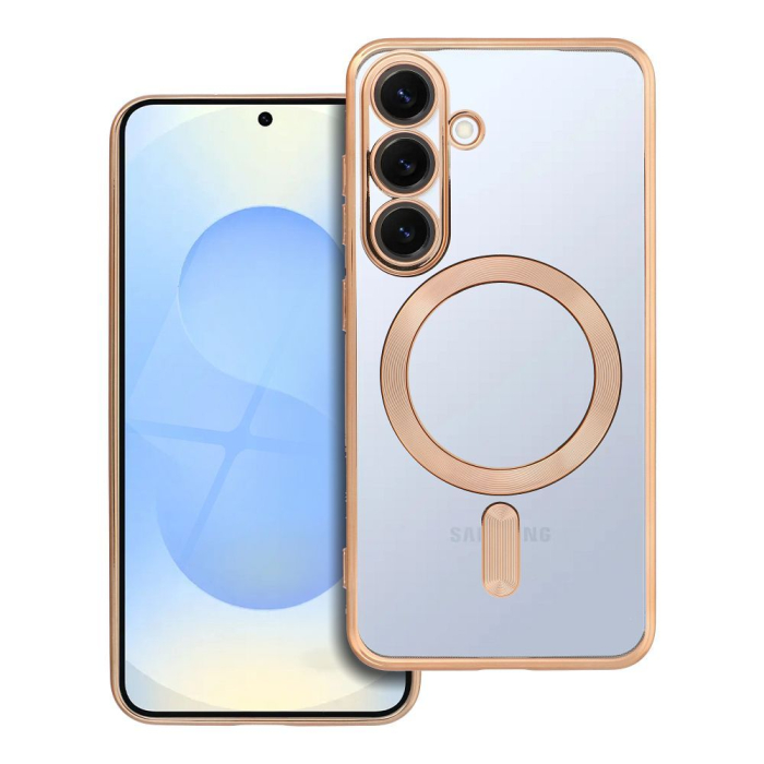 Husa Silicon Electro Mag Cover COMPATIBIL cu SAMSUNG S25 / S931 - TRANSPARENT / GOLD [1]