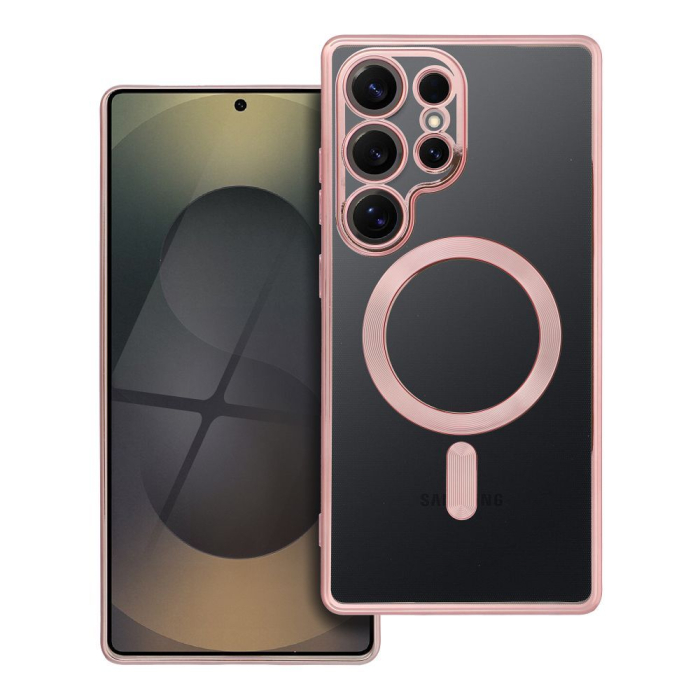 Husa Silicon Electro Mag Cover COMPATIBIL cu SAMSUNG S25 ULTRA / S938 - TRANSPARENT / ROSE-GOLD [1]