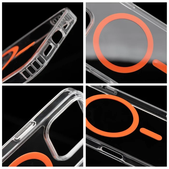 Husa Silicon Drop Glue Colorful Compatibil MagSafe pentru SAMSUNG S25 / S931 - Transparent cu Inel portocaliu [2]