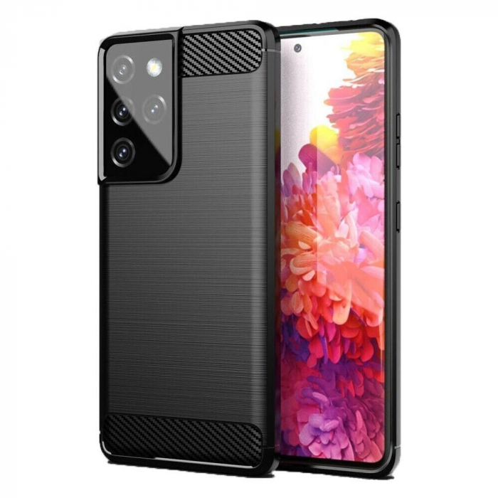 HUSA CARBON CASE COMPATIBIL Cu SAMSUNG S21 Ultra / G998 -  NEGRU [1]