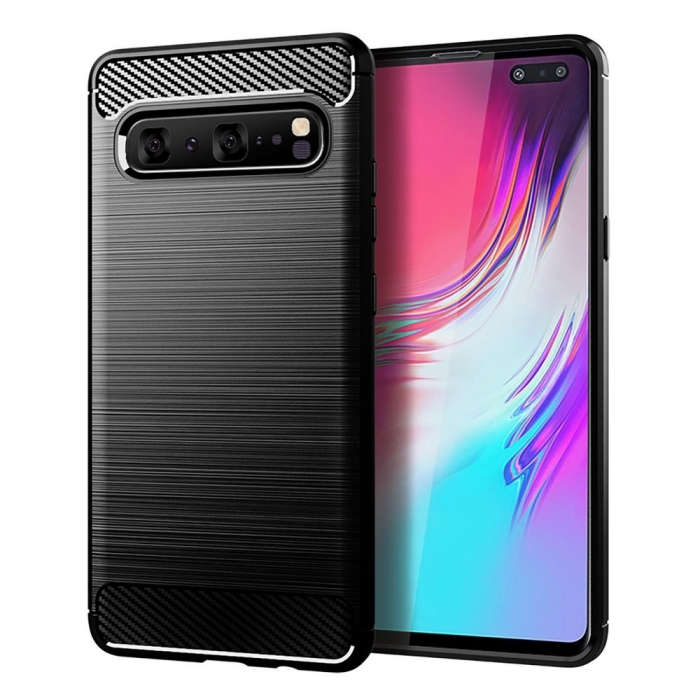 HUSA CARBON CASE COMPATIBIL Cu SAMSUNG S10 / G973 -  NEGRU [1]