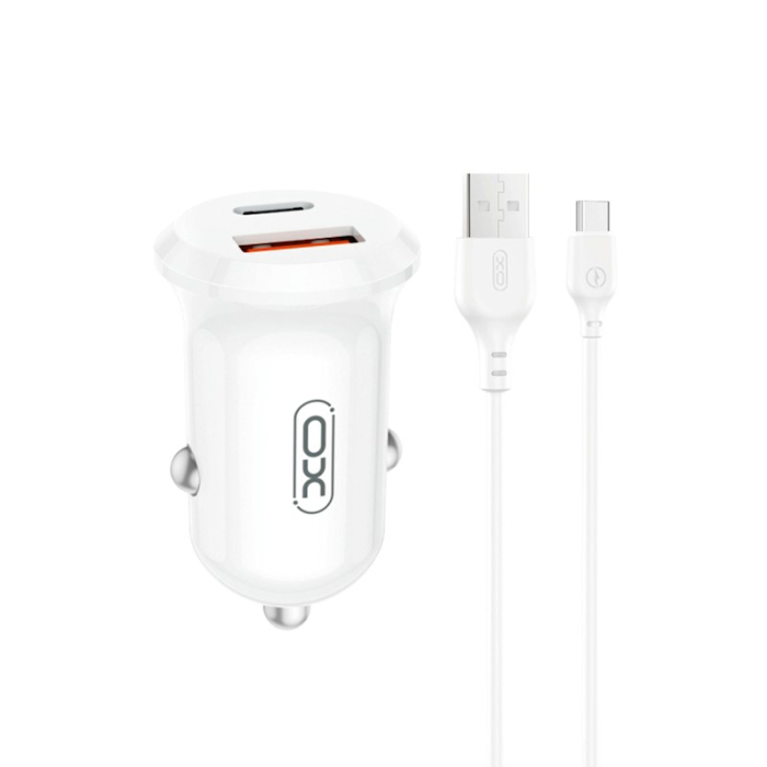 INCARCATOR AUTO XO  CC69 PD 30W QC 1x USB 1x USB-C + Cablu USB A la USB-C - ALB [2]