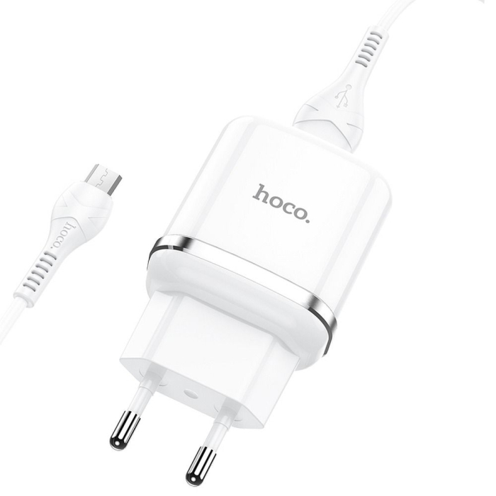 INCARCATOR de retea HOCO USB A QC3.0 3A 18W + cable USB A to Micro USB N3 - ALB [3]
