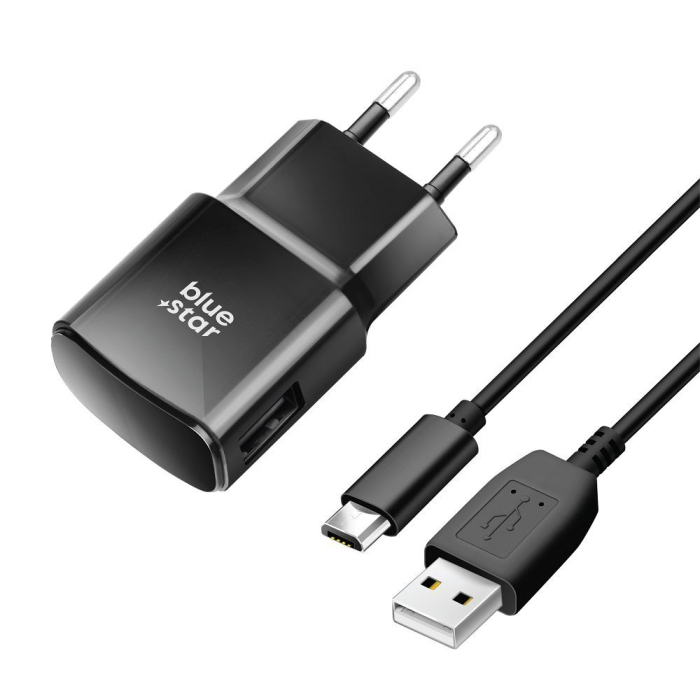 INCARCATOR de retea BLUE STAR LITE 2A 10W cu Cablu Micro USB - NEGRU [2]