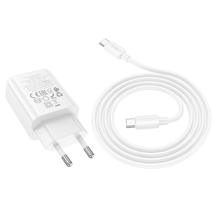 Încărcător De Retea Hoco USB C QC PD 30W + Cablu USB C la USB C N62 - ALB [4]