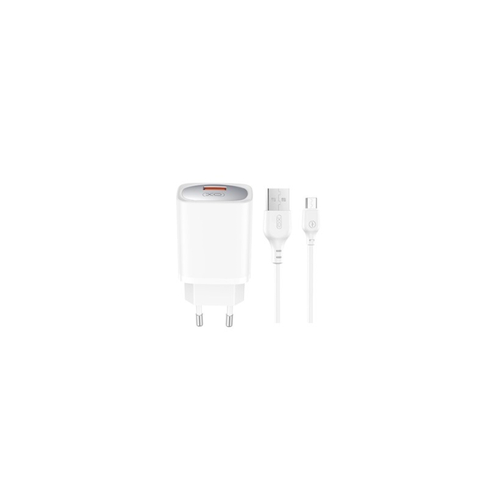 Incarcator de retea XO  CE19 QC 18W 1 x USB cu cablu micro USB - ALB [2]