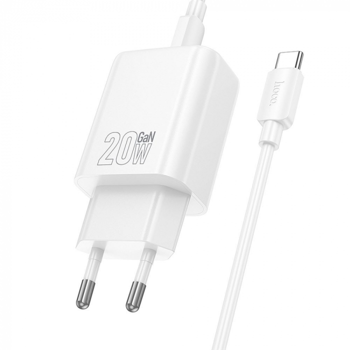Incarcator priza  HOCO USB A + Tip C + Tip C la Tip C PD QC3.0 3A 20W N61 - ALB [4]