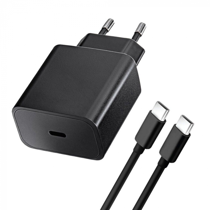 INCARCATOR de retea BLUE STAR 3A 20W cu Cablu Tip C la Tip C PD QC4.0 - NEGRU Tensiune de ieșire:  5V-3A, 9V-2.22A, 12V1.67A Putere de ieșire:  20W [2]