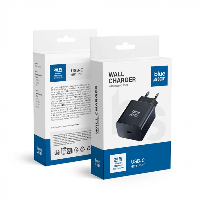 Incarcator Retea BLUE STAR Tip C PD QC4.0 3A 20W TFB-TC-20W PD - NEGRU [1]